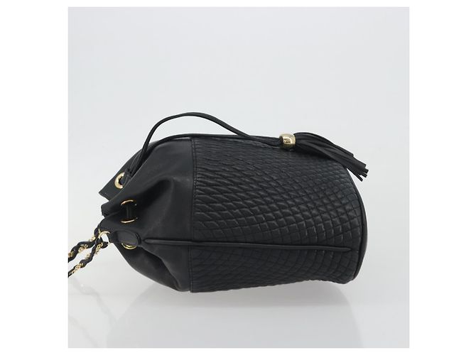 Borsa a tracolla con catena BALLY in pelle nera e oro Auth 194985A Nero D'oro - vista 4