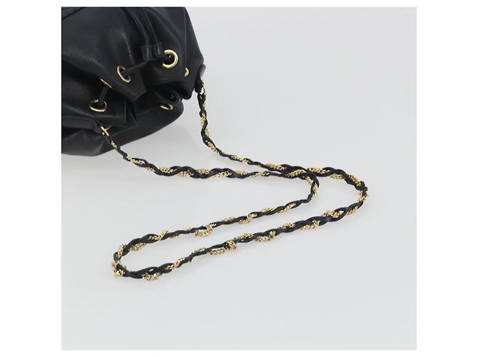 Borsa a tracolla con catena BALLY in pelle nera e oro Auth 194985A Nero D'oro - vista 7