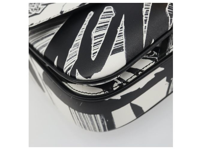 Céline Borsa a tracolla CELINE Christian Marclay con catena in pelle bianca e tono oro Auth 195249M Bianco - vista 16