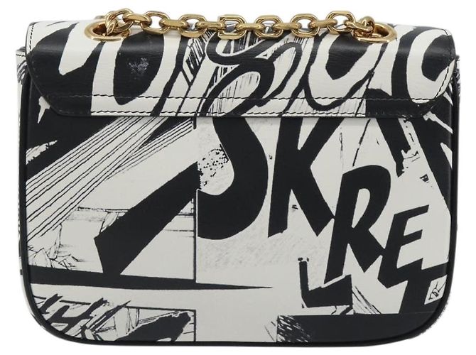Céline Borsa a tracolla CELINE Christian Marclay con catena in pelle bianca e tono oro Auth 195249M Bianco - vista 2