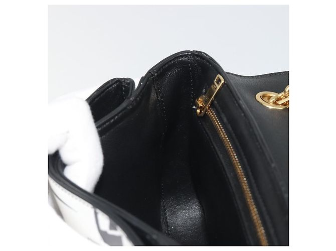 Céline Borsa a tracolla CELINE Christian Marclay con catena in pelle bianca e tono oro Auth 195249M Bianco - vista 23