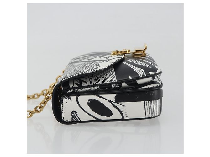 Céline Borsa a tracolla CELINE Christian Marclay con catena in pelle bianca e tono oro Auth 195249M Bianco - vista 4