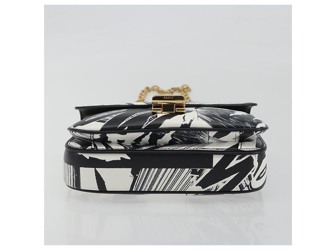 Céline Borsa a tracolla CELINE Christian Marclay con catena in pelle bianca e tono oro Auth 195249M Bianco - vista 5