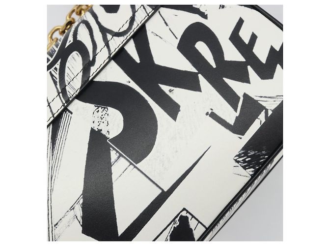 Céline Borsa a tracolla CELINE Christian Marclay con catena in pelle bianca e tono oro Auth 195249M Bianco - vista 9