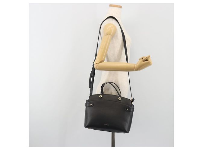 Borsa a mano FURLA in pelle 2way Nero Tono Oro Auth 196110A - vista 26