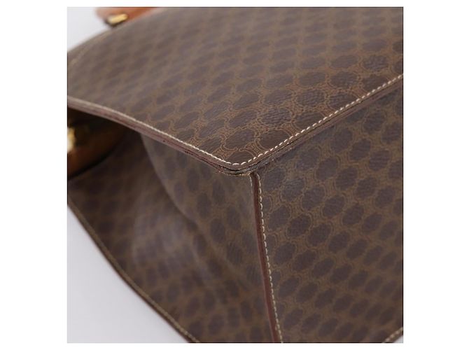 Céline Borsa a mano CELINE Macadam Canvas PVC Pelle Marrone Oro Auth 196285 D'oro - vista 14