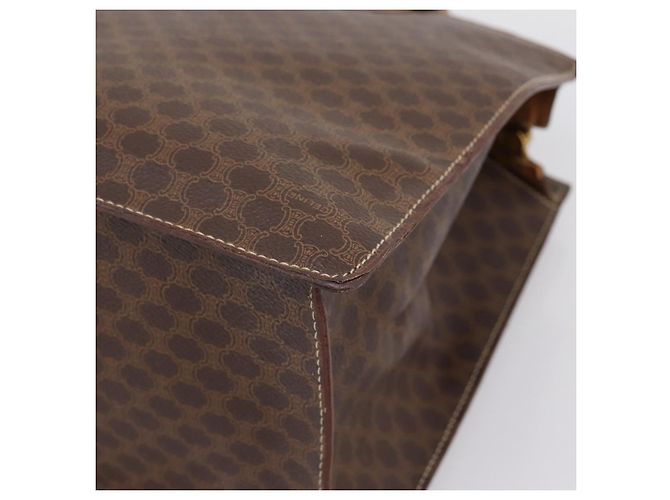 Céline Borsa a mano CELINE Macadam Canvas PVC Pelle Marrone Oro Auth 196285 D'oro - vista 15