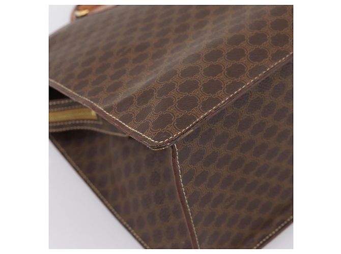 Céline Borsa a mano CELINE Macadam Canvas PVC Pelle Marrone Oro Auth 196285 D'oro - vista 16