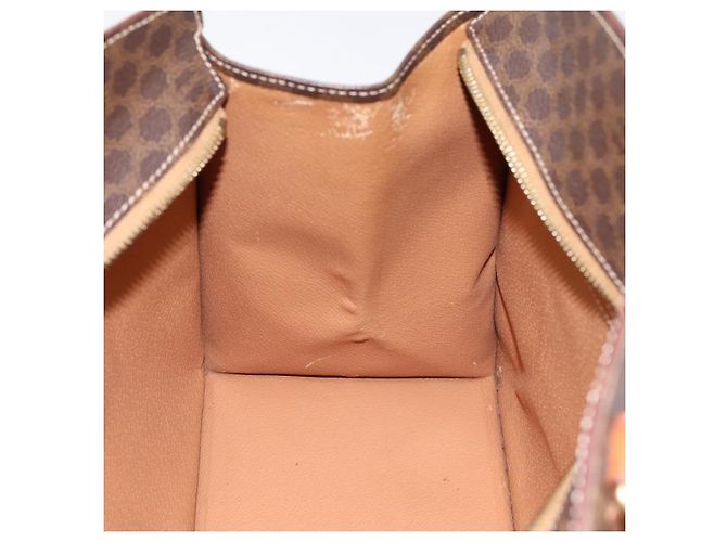 Céline Borsa a mano CELINE Macadam Canvas PVC Pelle Marrone Oro Auth 196285 D'oro - vista 19