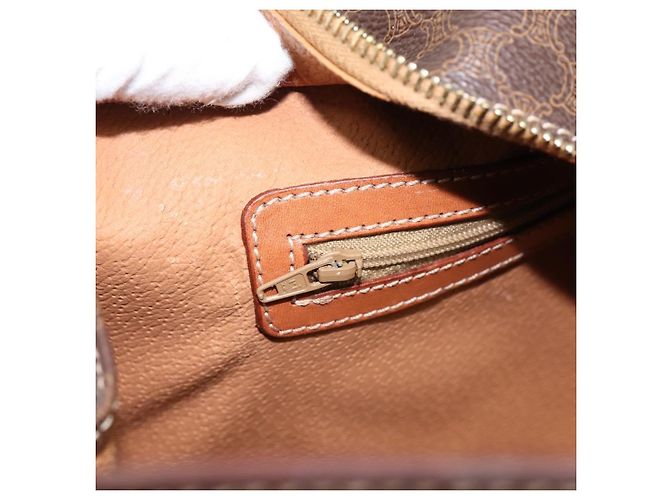 Céline Borsa a mano CELINE Macadam Canvas PVC Pelle Marrone Oro Auth 196285 D'oro - vista 20
