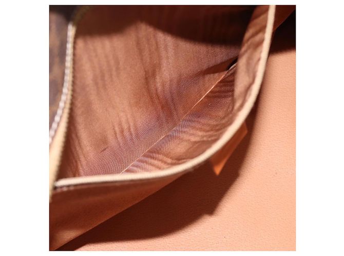 Céline Borsa a mano CELINE Macadam Canvas PVC Pelle Marrone Oro Auth 196285 D'oro - vista 21