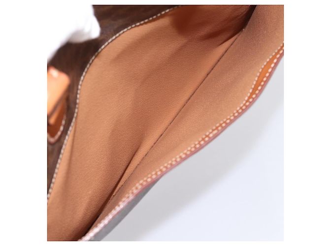 Céline Borsa a mano CELINE Macadam Canvas PVC Pelle Marrone Oro Auth 196285 D'oro - vista 22