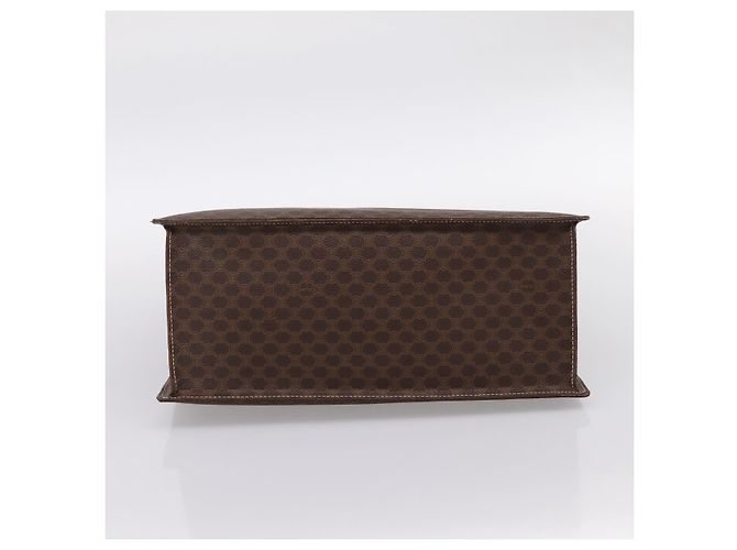 Céline Borsa a mano CELINE Macadam Canvas PVC Pelle Marrone Oro Auth 196285 D'oro - vista 5