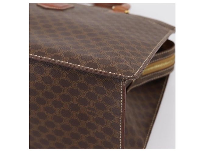 Céline Borsa a mano CELINE Macadam Canvas PVC Pelle Marrone Oro Auth 196285 D'oro - vista 9