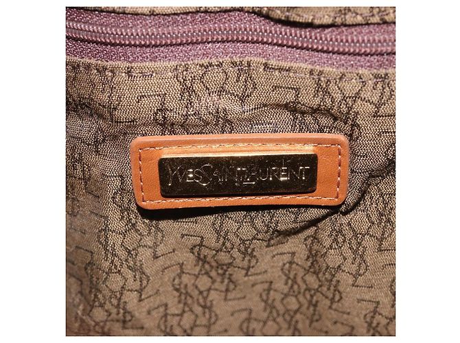 Borsa a tracolla SAINT LAURENT PVC Canvas Brown Gold Auth 194356 Marrone D'oro - vista 10