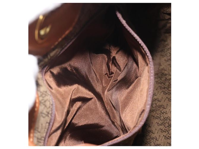 Borsa a tracolla SAINT LAURENT PVC Canvas Brown Gold Auth 194356 Marrone D'oro - vista 12