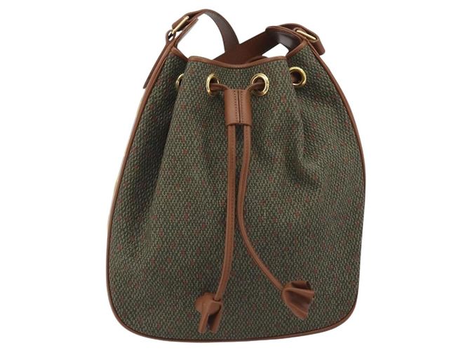 Borsa a tracolla SAINT LAURENT PVC Canvas Brown Gold Auth 194356 Marrone D'oro - vista 13