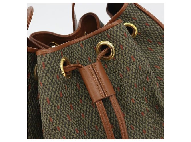 Borsa a tracolla SAINT LAURENT PVC Canvas Brown Gold Auth 194356 Marrone D'oro - vista 17