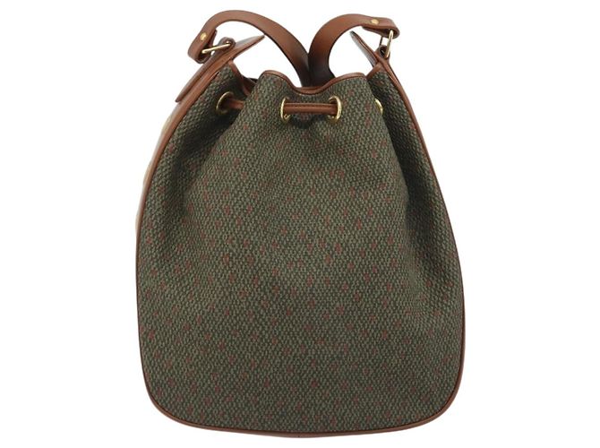 Borsa a tracolla SAINT LAURENT PVC Canvas Brown Gold Auth 194356 Marrone D'oro - vista 2