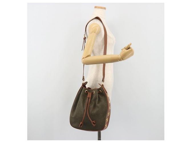 Borsa a tracolla SAINT LAURENT PVC Canvas Brown Gold Auth 194356 Marrone D'oro - vista 21