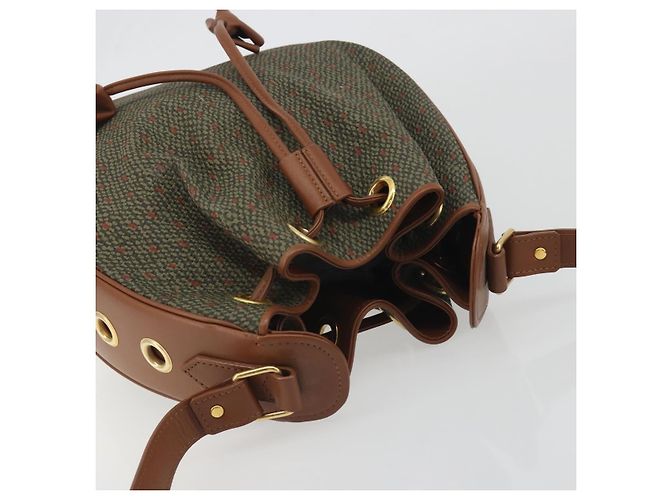 Borsa a tracolla SAINT LAURENT PVC Canvas Brown Gold Auth 194356 Marrone D'oro - vista 6
