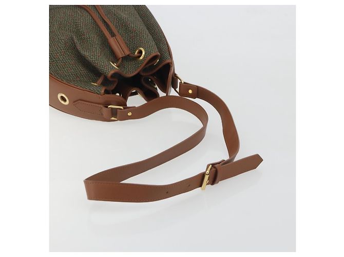 Borsa a tracolla SAINT LAURENT PVC Canvas Brown Gold Auth 194356 Marrone D'oro - vista 7