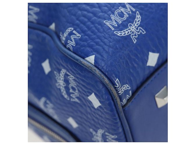 Borsa MCM Logogram Vicetos Mini Boston Bag Leather 2way Blue Silver Auth 193751V Argento - vista 10