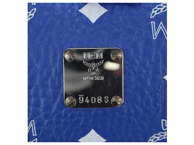 Borsa MCM Logogram Vicetos Mini Boston Bag Leather 2way Blue Silver Auth 193751V Argento - vista 12