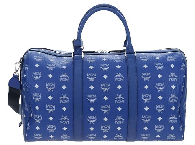 Borsa MCM Logogram Vicetos Mini Boston Bag Leather 2way Blue Silver Auth 193751V Argento - vista 2