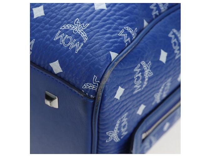 Borsa MCM Logogram Vicetos Mini Boston Bag Leather 2way Blue Silver Auth 193751V Argento - vista 20