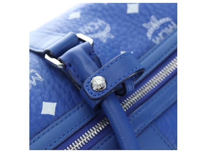 Borsa MCM Logogram Vicetos Mini Boston Bag Leather 2way Blue Silver Auth 193751V Argento - vista 21