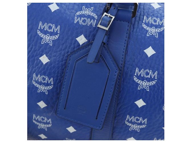 Borsa MCM Logogram Vicetos Mini Boston Bag Leather 2way Blue Silver Auth 193751V Argento - vista 22