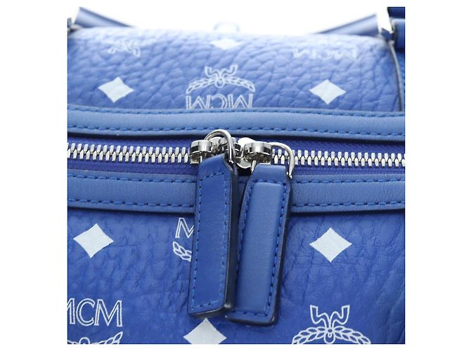 Borsa MCM Logogram Vicetos Mini Boston Bag Leather 2way Blue Silver Auth 193751V Argento - vista 24