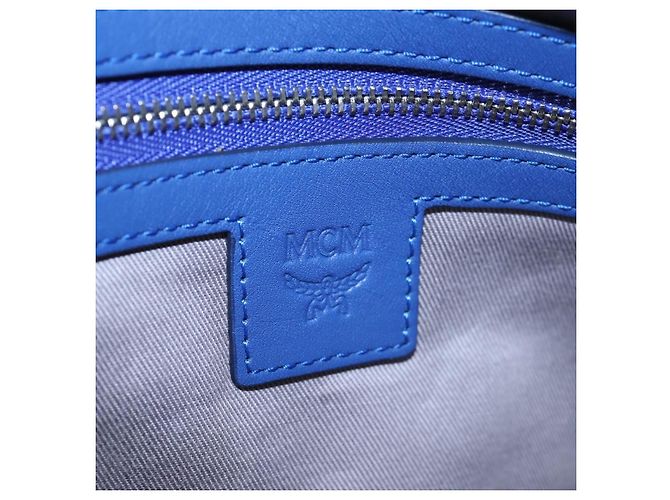 Borsa MCM Logogram Vicetos Mini Boston Bag Leather 2way Blue Silver Auth 193751V Argento - vista 25