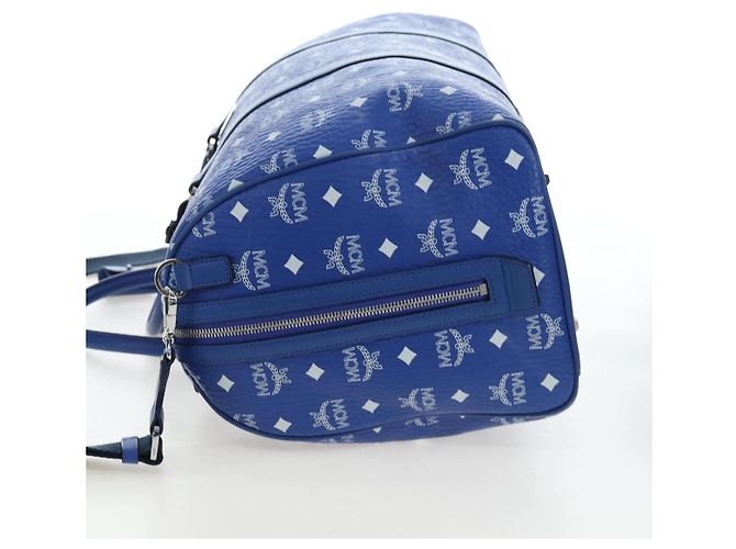 Borsa MCM Logogram Vicetos Mini Boston Bag Leather 2way Blue Silver Auth 193751V Argento - vista 3