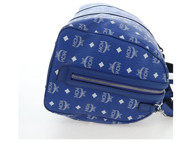 Borsa MCM Logogram Vicetos Mini Boston Bag Leather 2way Blue Silver Auth 193751V Argento - vista 4