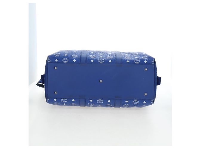 Borsa MCM Logogram Vicetos Mini Boston Bag Leather 2way Blue Silver Auth 193751V Argento - vista 5