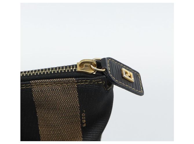 Pequin Borsa a mano FENDI Pecan Canvas Nero Marrone Auth 196062A - vista 10