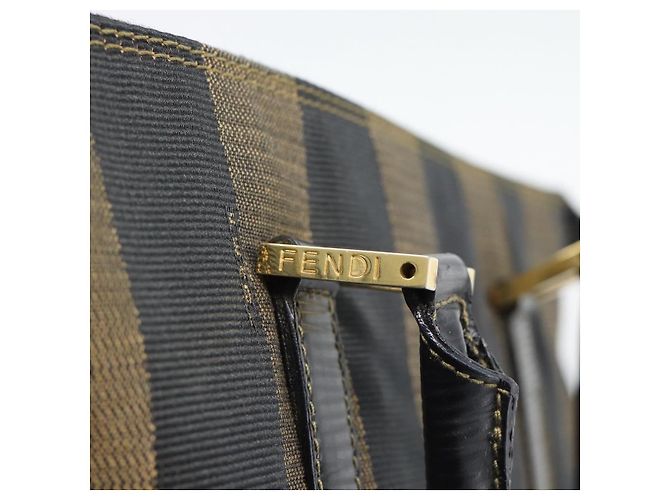 Pequin Borsa a mano FENDI Pecan Canvas Nero Marrone Auth 196062A - vista 11