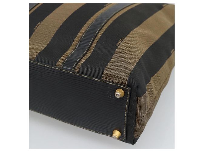 Pequin Borsa a mano FENDI Pecan Canvas Nero Marrone Auth 196062A - vista 14