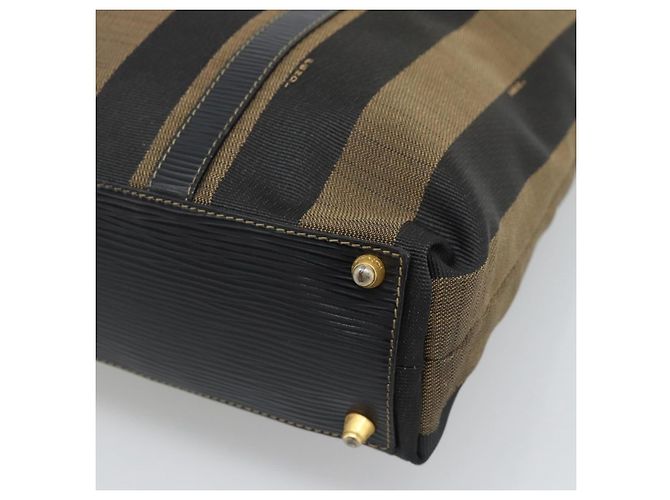 Pequin Borsa a mano FENDI Pecan Canvas Nero Marrone Auth 196062A - vista 16