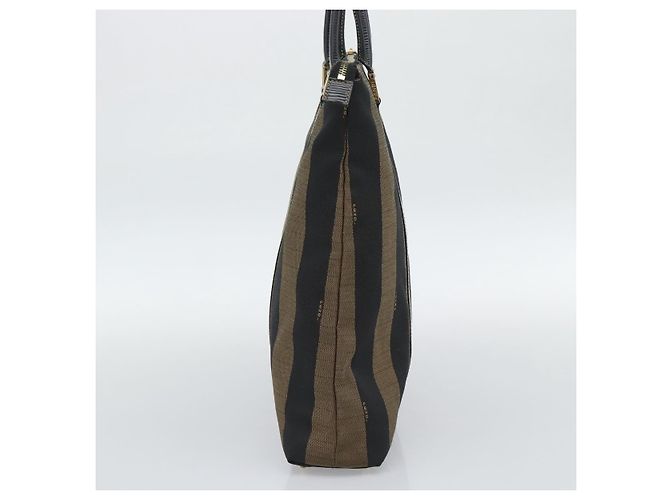Pequin Borsa a mano FENDI Pecan Canvas Nero Marrone Auth 196062A - vista 4