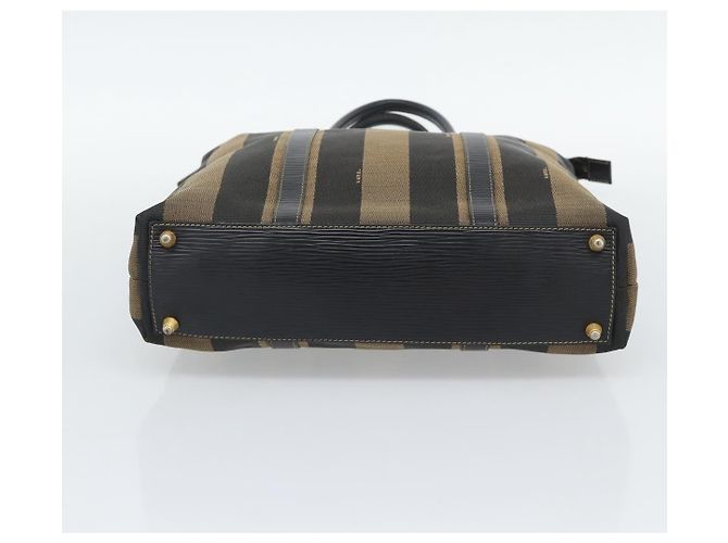 Pequin Borsa a mano FENDI Pecan Canvas Nero Marrone Auth 196062A - vista 5