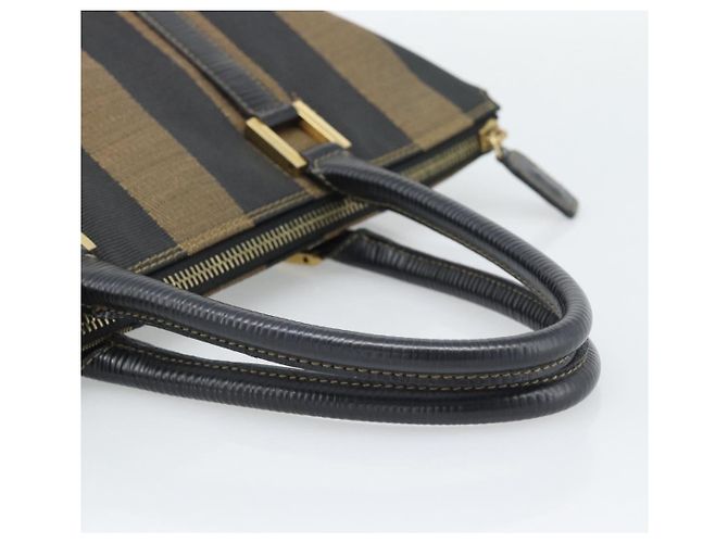 Pequin Borsa a mano FENDI Pecan Canvas Nero Marrone Auth 196062A - vista 7