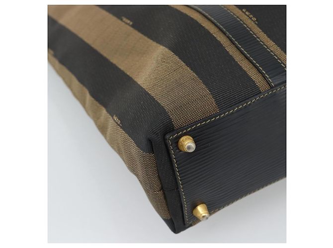 Pequin Borsa a mano FENDI Pecan Canvas Nero Marrone Auth 196062A - vista 9