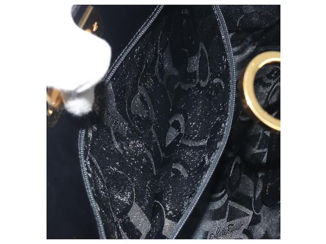 Borsa a tracolla Salvatore Ferragamo Gancini Chain in pelle nera e oro Auth 195422 Nero - vista 11