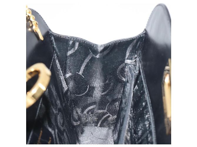 Borsa a tracolla Salvatore Ferragamo Gancini Chain in pelle nera e oro Auth 195422 Nero - vista 18