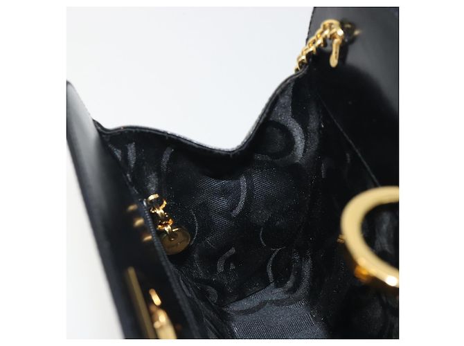 Borsa a tracolla Salvatore Ferragamo Gancini Chain in pelle nera e oro Auth 195422 Nero - vista 19