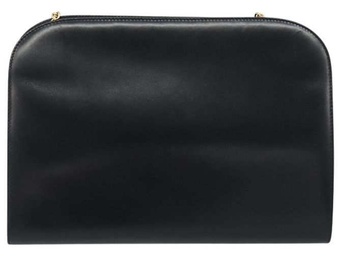 Borsa a tracolla Salvatore Ferragamo Gancini Chain in pelle nera e oro Auth 195422 Nero - vista 2