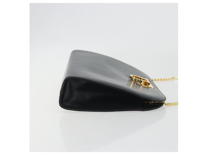 Borsa a tracolla Salvatore Ferragamo Gancini Chain in pelle nera e oro Auth 195422 Nero - vista 3